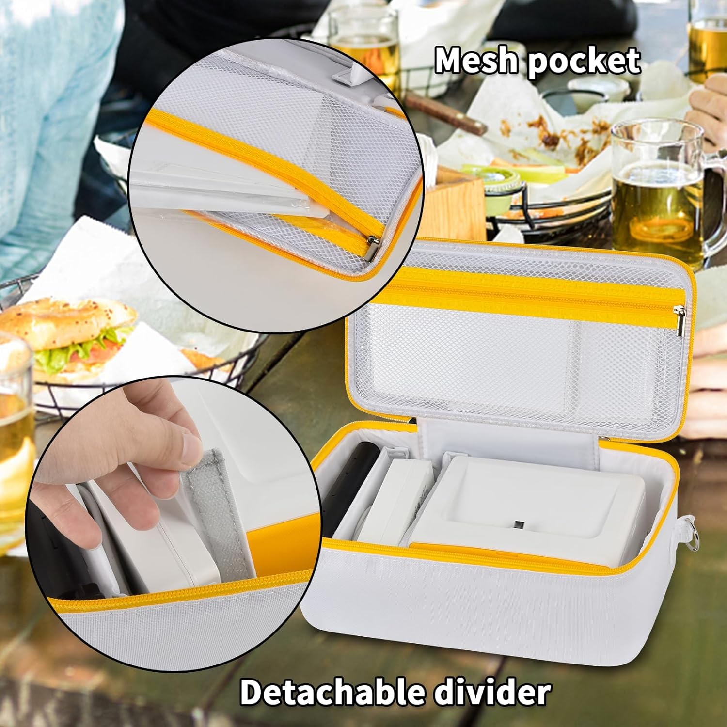 Carrying Bag Compatible with Kodak Dock/Plus 4x6”Portable Instant Photo Printer, Storage Holder for Cartridge Refill/Photo Paper Tray/Charger Accessories, with Adjustable Shoulder Strap (White) - Image 4