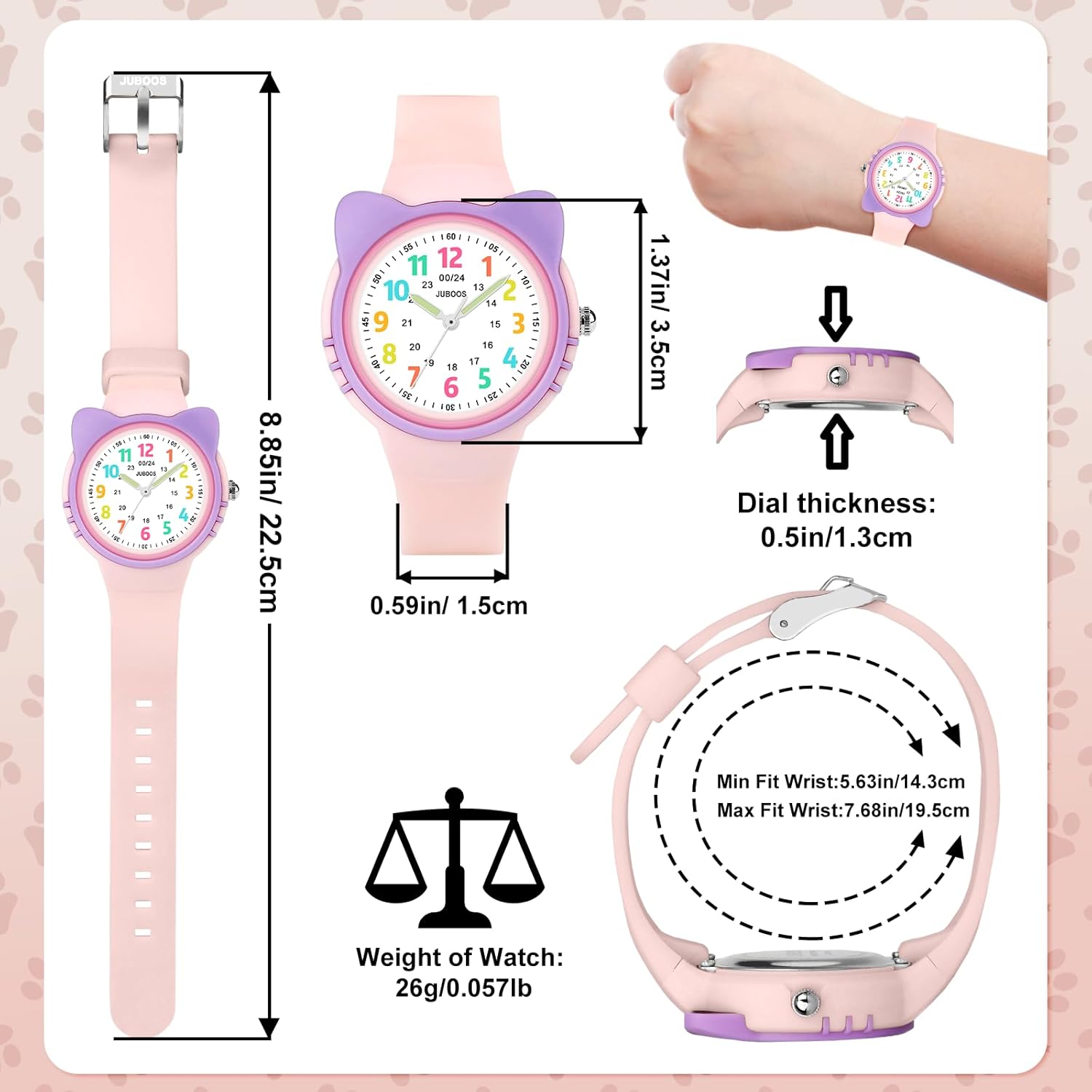 Juboos Kids Watch Analog for Boys Girls Toddler, 3ATM Waterproof Cat Wirstwatch Learning Time and Easy to Read - Image 5