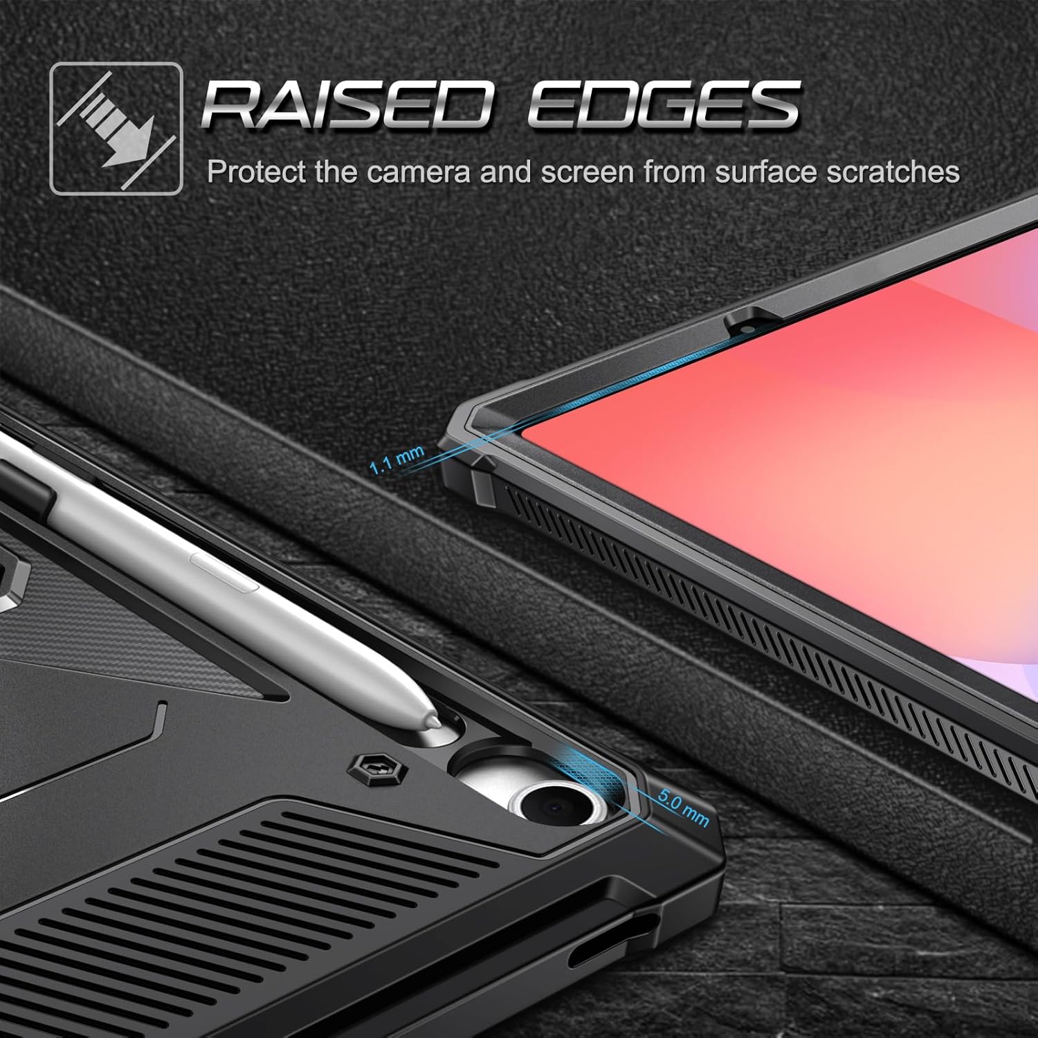 Fintie Shockproof Case for Samsung Galaxy Tab S10 Lite/ S10 FE/ S9 FE 5G 10.9 Inch/Tab S9 11 Inch, Tuatara Rugged Unibody Hybrid Bumper Kickstand Cover Built-in Screen Protector, Black - Image 7