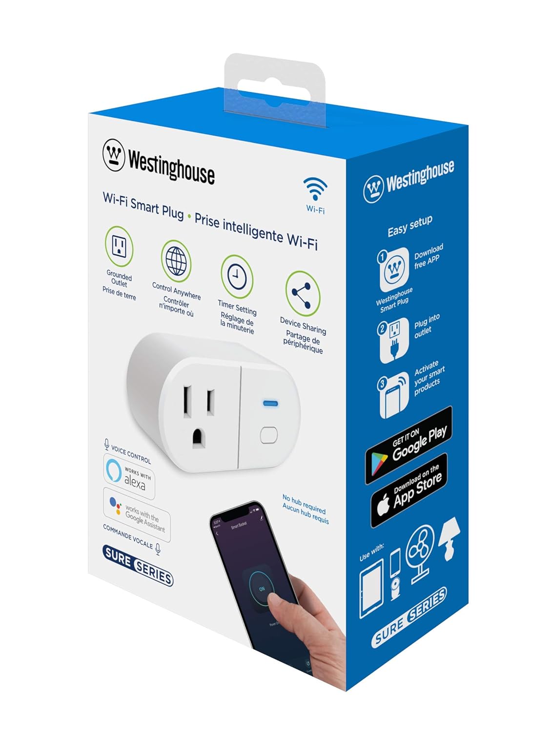 Westinghouse 94007 Sure Series Wi-Fi Single Plug Smart Outlets, White - Image 2