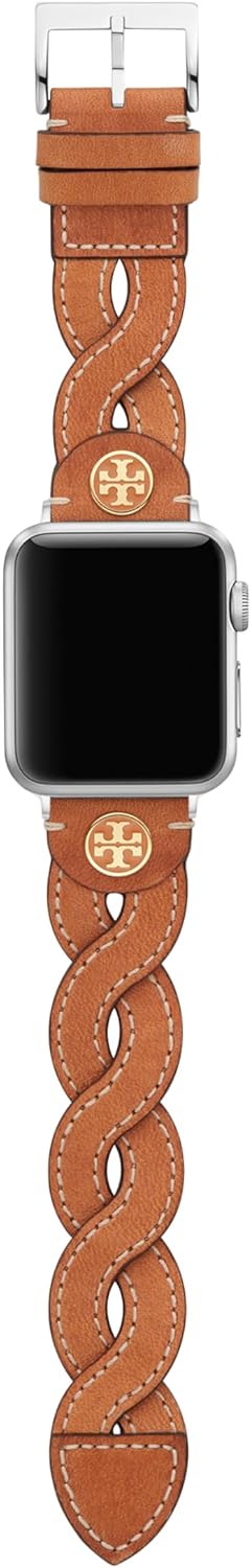 Tory Burch Women's Luggage Brown Braided-Leather Band For Apple Watch - Image 5