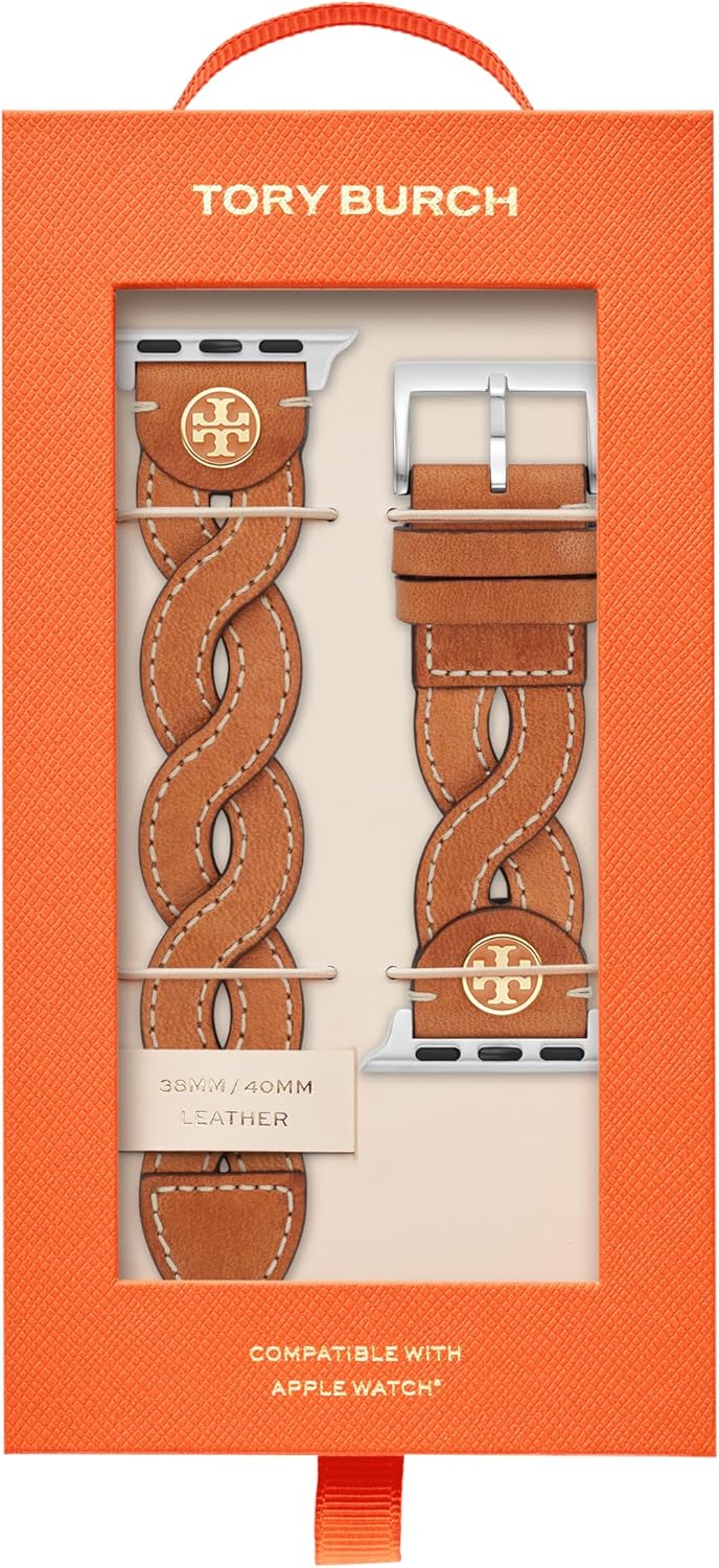 Tory Burch Women's Luggage Brown Braided-Leather Band For Apple Watch - Image 6