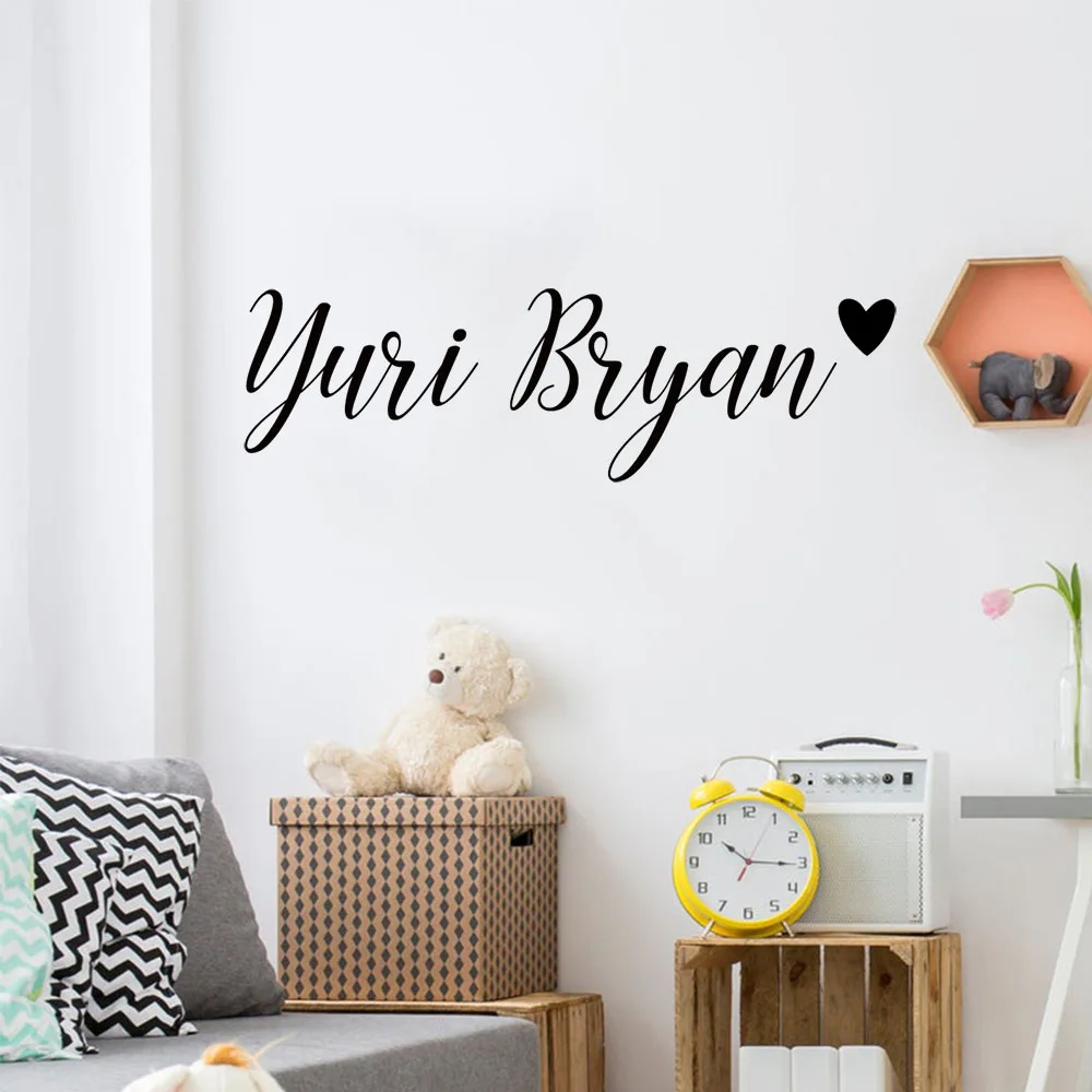 1pc Creative Customized Name Love Style Art Decor Wallpaper Wall Sticker Removable Wall Stickers Diy Wallpaper for Living Room D