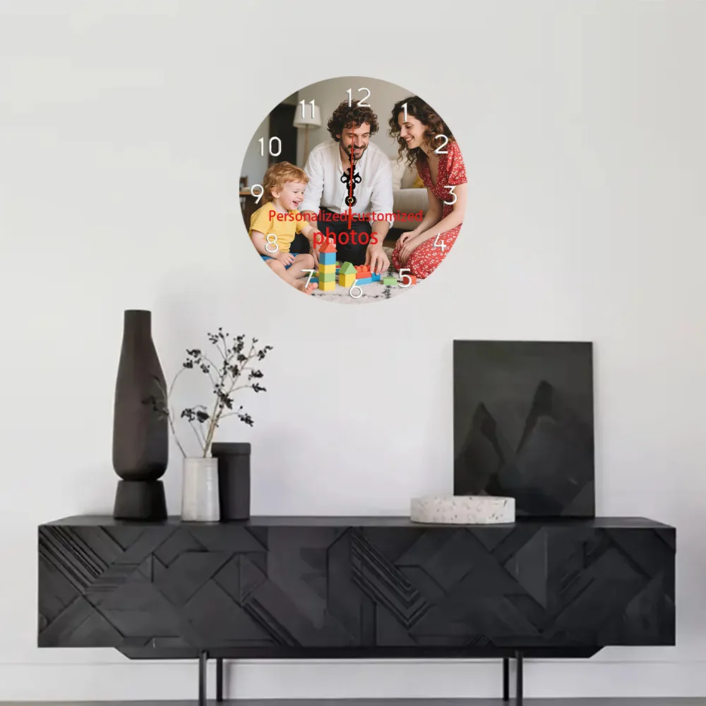 1 Piece 12inch Customized Photo Wall Clock Silent Clock with Silent Tone Great for Creates Harmony Atmosphere with Various Spaces and Using Timing. Decorative and Timing. The Battery Is Not Provided. Custom Wall Decor Wall Clock
