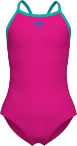 ARENA Feel Girls’ Youth Light Drop Back Solid Swimsuit Waterfeel Fabric Comfortable One Piece Suit Pool or Beach
