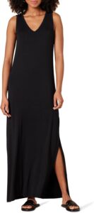 Amazon Essentials Women’s Side-Slit Jersey V-Neck Maxi Length Dress