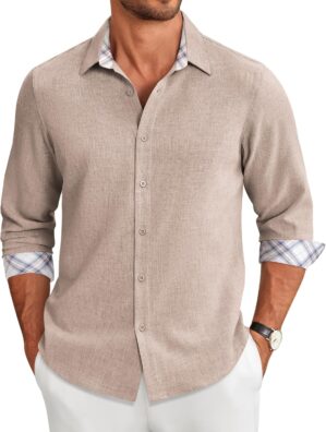 COOFANDY Men's Long Sleeve Button Down Shirts Casual Untucked Shirt Regular Fit Dress Shirt