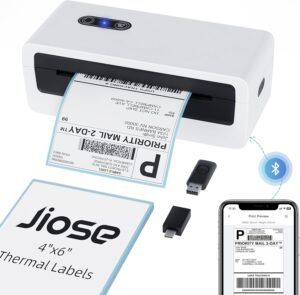 Jiose Shipping Label Printer - 4x6 Desktop Thermal Label Printer for Small Business - Compatible with MacOS Windows
