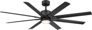 Renegade Smart Indoor and Outdoor 8-Blade Ceiling Fan 66in Matte Black with 3500K LED Light Kit and Remote Control worksworks with Alexa and iOS or Android App
