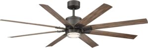 Renegade Smart Indoor and Outdoor 8-Blade Ceiling Fan 66in Oil Rubbed Bronze Barn Wood with 3000K LED Light Kit and Remote Control works with Alexa, and iOS or Android App