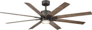 Renegade Smart Indoor and Outdoor 8-Blade Ceiling Fan 66in Oil Rubbed Bronze Barn Wood with 3000K LED Light Kit and Remote Control works with Alexa, and iOS or Android App