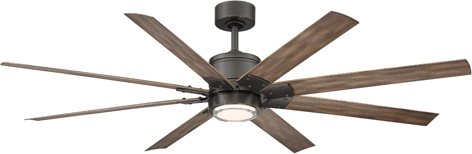 Renegade Smart Indoor and Outdoor 8-Blade Ceiling Fan 66in Oil Rubbed Bronze Barn Wood with 3000K LED Light Kit and Remote Control works with Alexa, and iOS or Android App