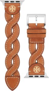 Tory Burch Women’s Luggage Brown Braided-Leather Band For Apple Watch