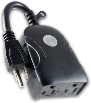 UltraPro Outdoor Smart Plug Wi-Fi Outlet, Smart Home, Smart Switch, Dual Smart Outlet, Works with Alexa, Echo & Google Home, No Hub Required, App Controlled, ETL Certified, Outdoor Timer, Black, 51405