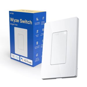 Wyze Switch, 2.4 GHz WiFi Smart Light Switch, Single-Pole, Needs Neutral Wire, Compatible with Alexa, Google Assistant, and IFTTT, No Hub Required, 1-Pack, White