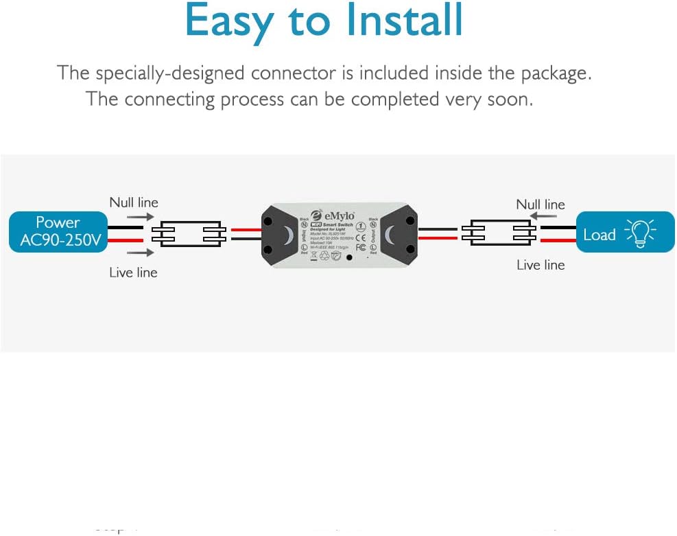 eMylo Smart WiFi Light Switch Wireless Relay Switch Module Remote Control Home Automation Timers Compatible with Alexa Echo Google Home iPhone Android App 2 Packs - Image 2