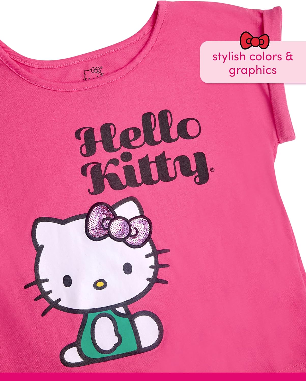 Hello Kitty Girls Legging Set - 2 Piece Printed T-Shirt and Cozy Matching Leggings for Girls (2T-12) - Image 3