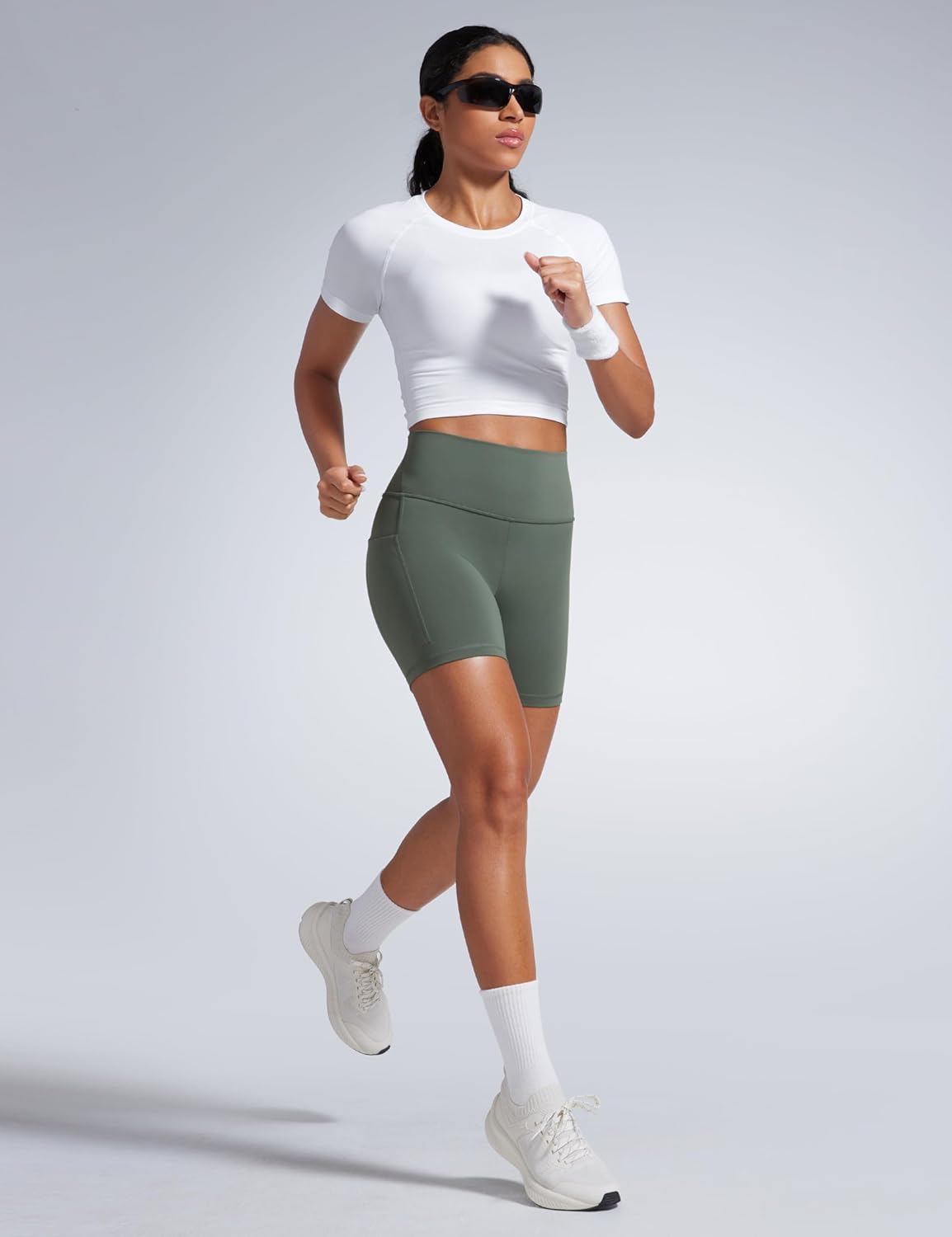 CRZ YOGA Women Butterbreeze Athletic Biker Shorts with Pockets 6'' - High Waist Workout Gym Running Volleyball Yoga - Image 3