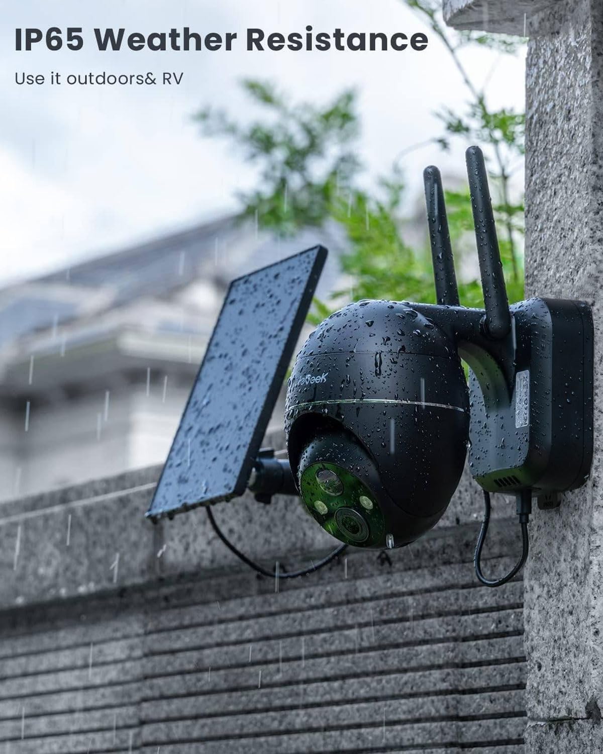 Security Cameras Wireless Outdoor, 2K Solar Security Camera System 360° PTZ with Spotlight & Siren, ieGeek 2.4Ghz Outdoor Security Cameras,Color Night Vision, Work with Alexa, PIR, 2-Way Talk, IP65 - Image 7