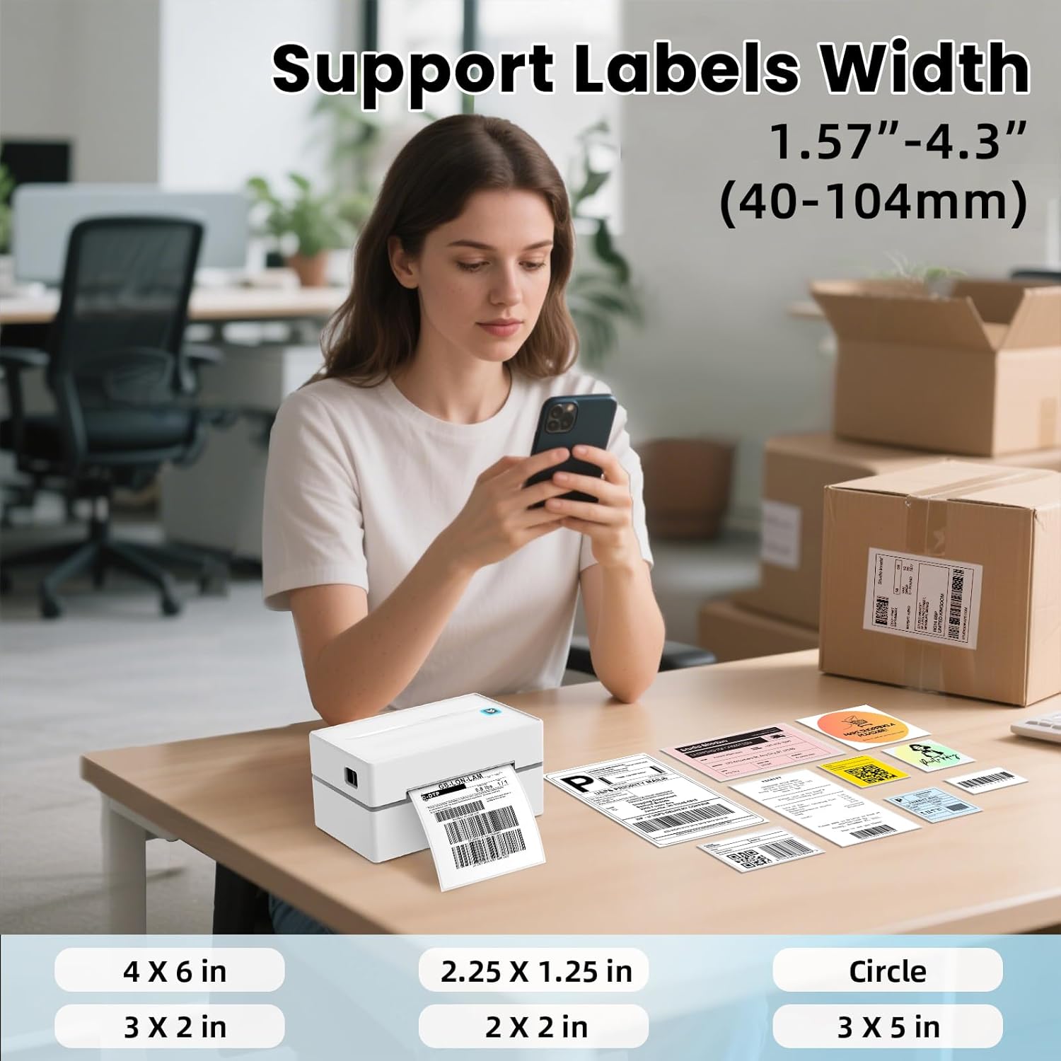 Bluetooth Thermal Label Printer, Wireless 4x6 Shipping Label Printers for Small Business, Compatible with Android&iOS and Windows, Address Label Printer for Amazon, Ebay, Shopify, Etsy, USPS - Image 4