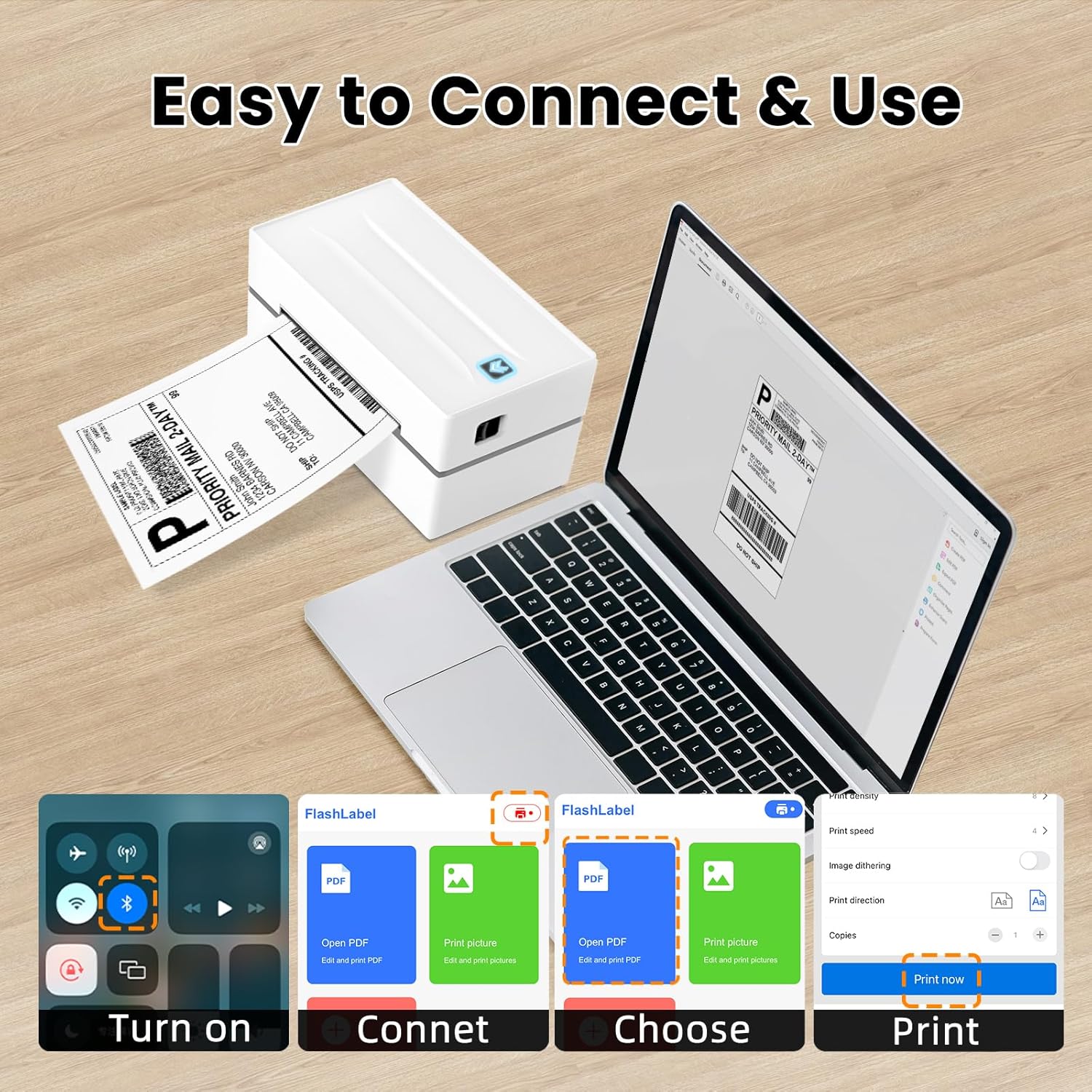 Bluetooth Thermal Label Printer, Wireless 4x6 Shipping Label Printers for Small Business, Compatible with Android&iOS and Windows, Address Label Printer for Amazon, Ebay, Shopify, Etsy, USPS - Image 6
