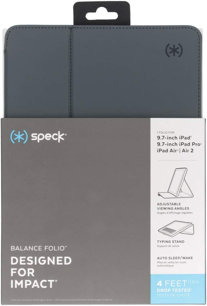 Speck Products Compatible Case for Apple iPad 9.7" (2017/2018, also fits 9.7" iPad Pro/Air 2/Air), Balance FOLIO Case/Stand, Stormy Grey/Charcoal Grey - Image 6