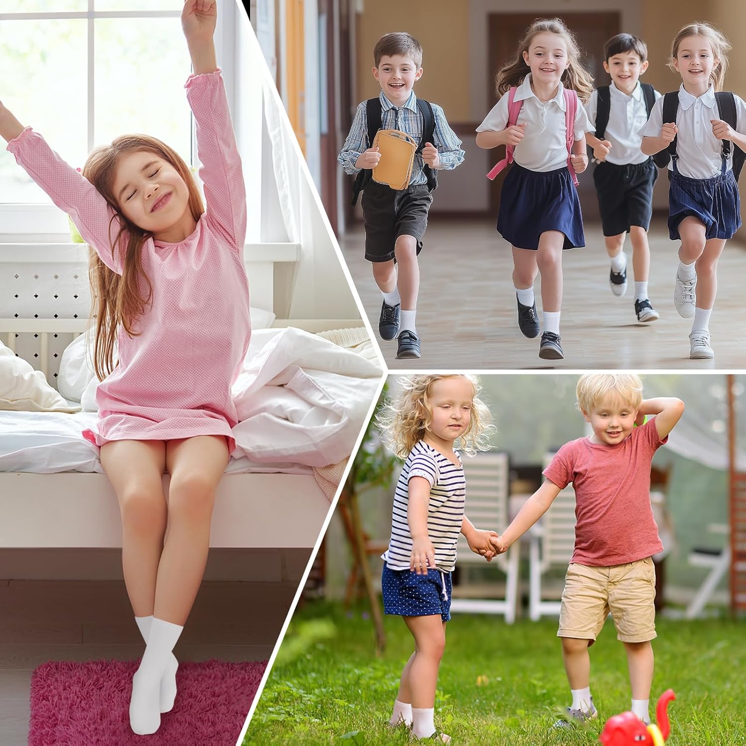 VEKDA 6 Pairs Kids Socks Boys Girls Crew Socks for School Uniform Cotton Seamless Toe Sock - Image 6