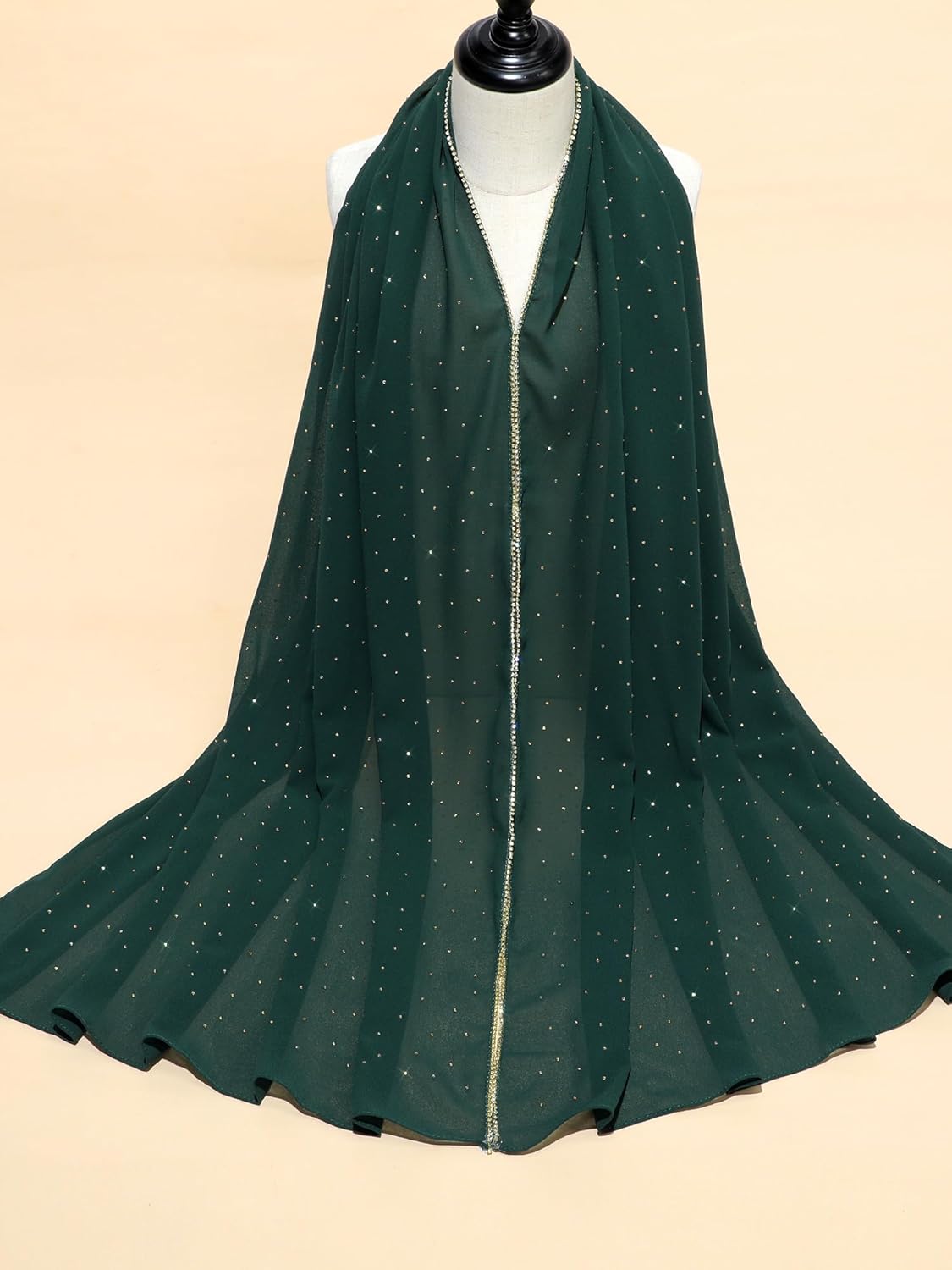 Geyoga Hijab Scarf for Women Soft Chiffon Rhinestone Long Scarf Shawl Fashion Muslim Hijab Head Wrap Scarves - Image 6