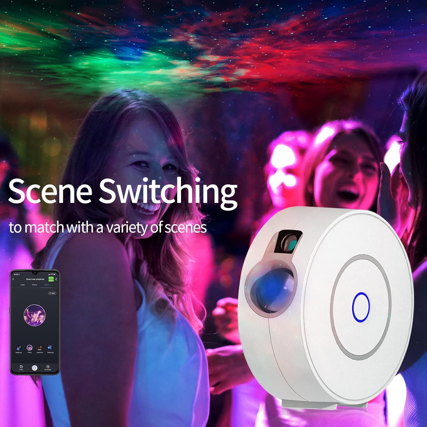 CHIGIH Smart Galaxy Star Projector,LED Starry Sky Night Light ,Nebula Ceiling Night Light App & Voice Controlled for Gaming Room,Bedroom,Home Theater,Camp Tent - Image 6