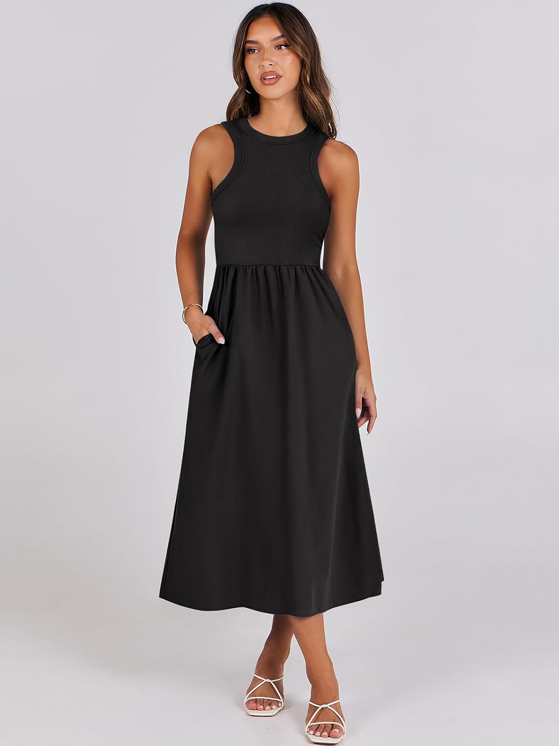 ANRABESS Womens 2025 Summer Casual Maxi Dress A line Tiered Flowy Short Sleeve Crewneck T Shirt Beach Travel Long Dresses - Image 3