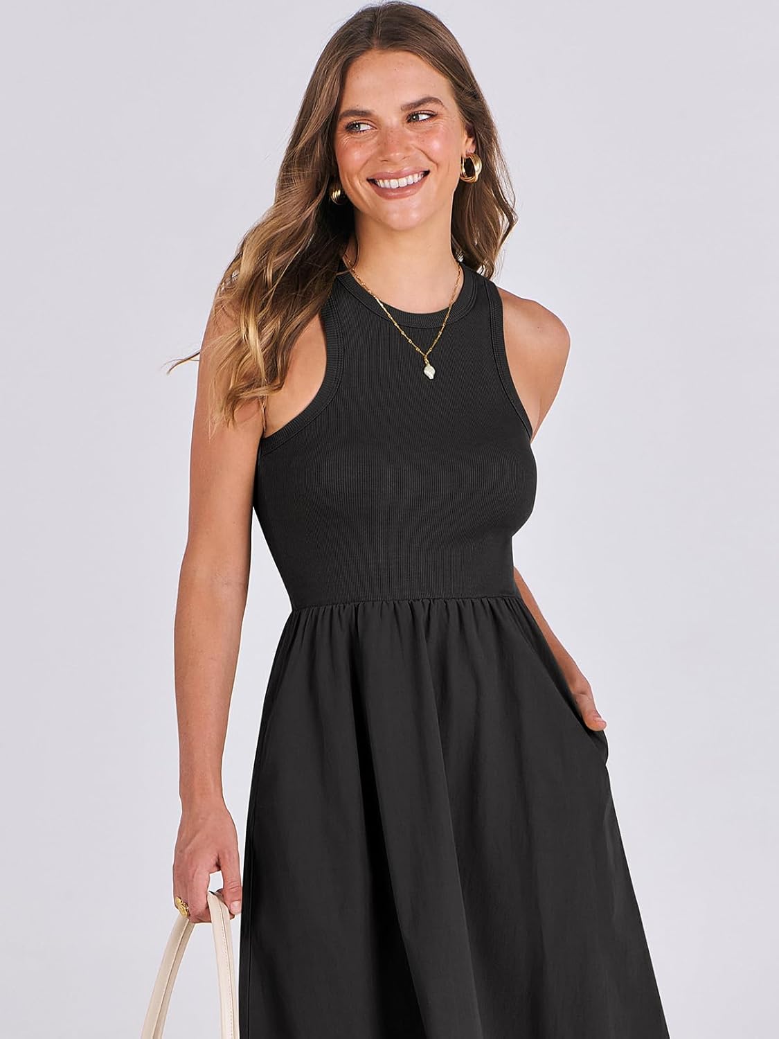 ANRABESS Womens 2025 Summer Casual Maxi Dress A line Tiered Flowy Short Sleeve Crewneck T Shirt Beach Travel Long Dresses - Image 5