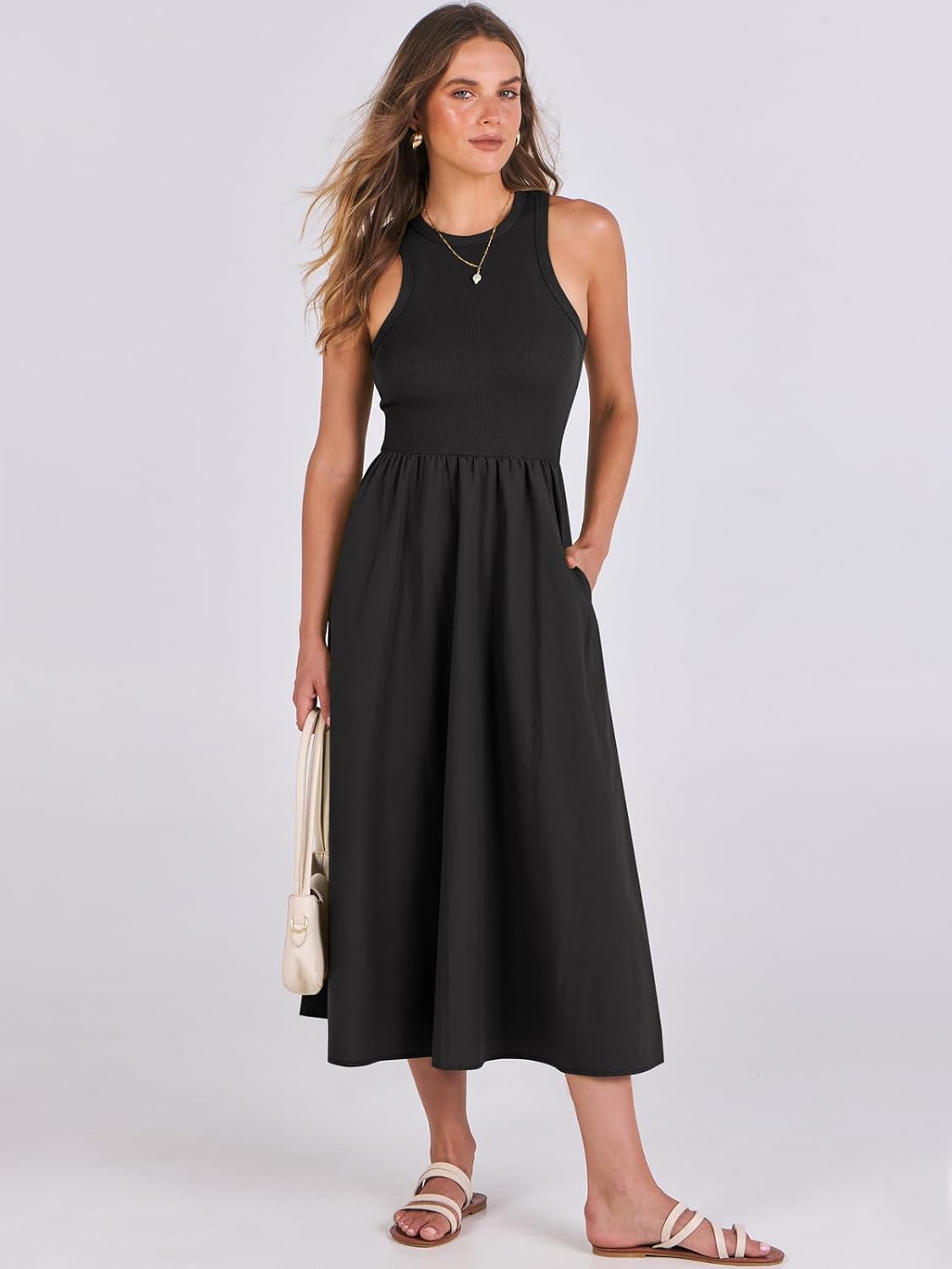 ANRABESS Womens 2025 Summer Casual Maxi Dress A line Tiered Flowy Short Sleeve Crewneck T Shirt Beach Travel Long Dresses - Image 7