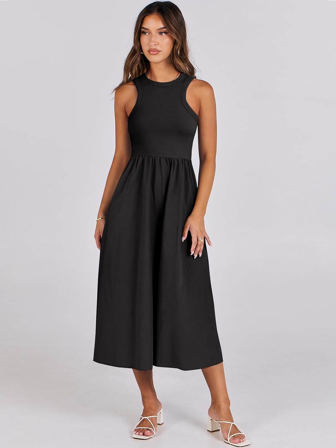 ANRABESS Womens 2025 Summer Casual Maxi Dress A line Tiered Flowy Short Sleeve Crewneck T Shirt Beach Travel Long Dresses - Image 8