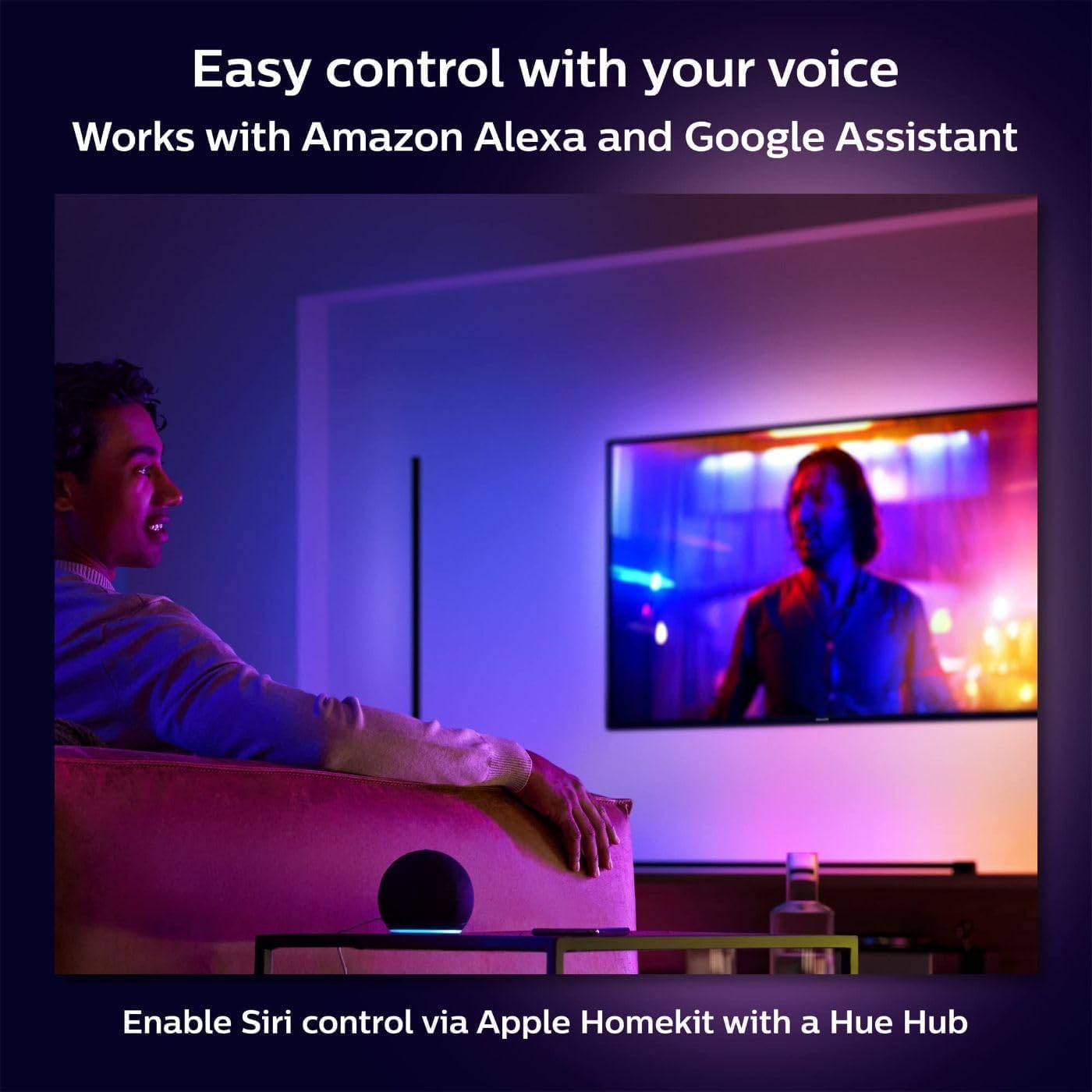 Philips Hue Signe Smart Table Lamp, Black - White and Color Ambiance LED Color-Changing Light - 1 Pack - Control with Hue App - Works with Alexa, Google Assistant, and Apple Homekit - Image 3