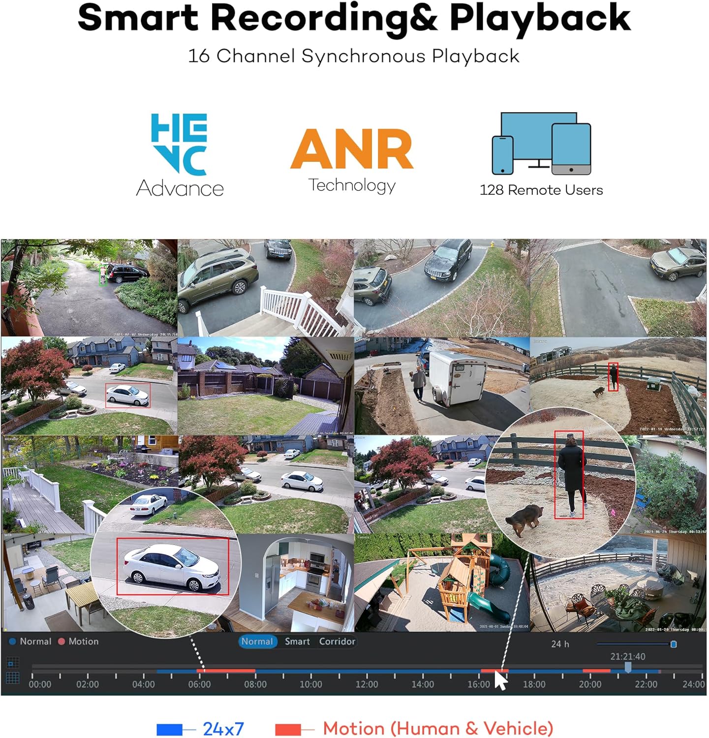 ONWOTE 16 Channel 4K PoE Security Camera System, 12MP 16CH Commercial NVR 4TB, 16x 8MP 134° Outdoor IP Cameras with Audio, AI Detect Human Vehicle, 16x Cables (Total 1280ft), Wired CCTV for Business - Image 8