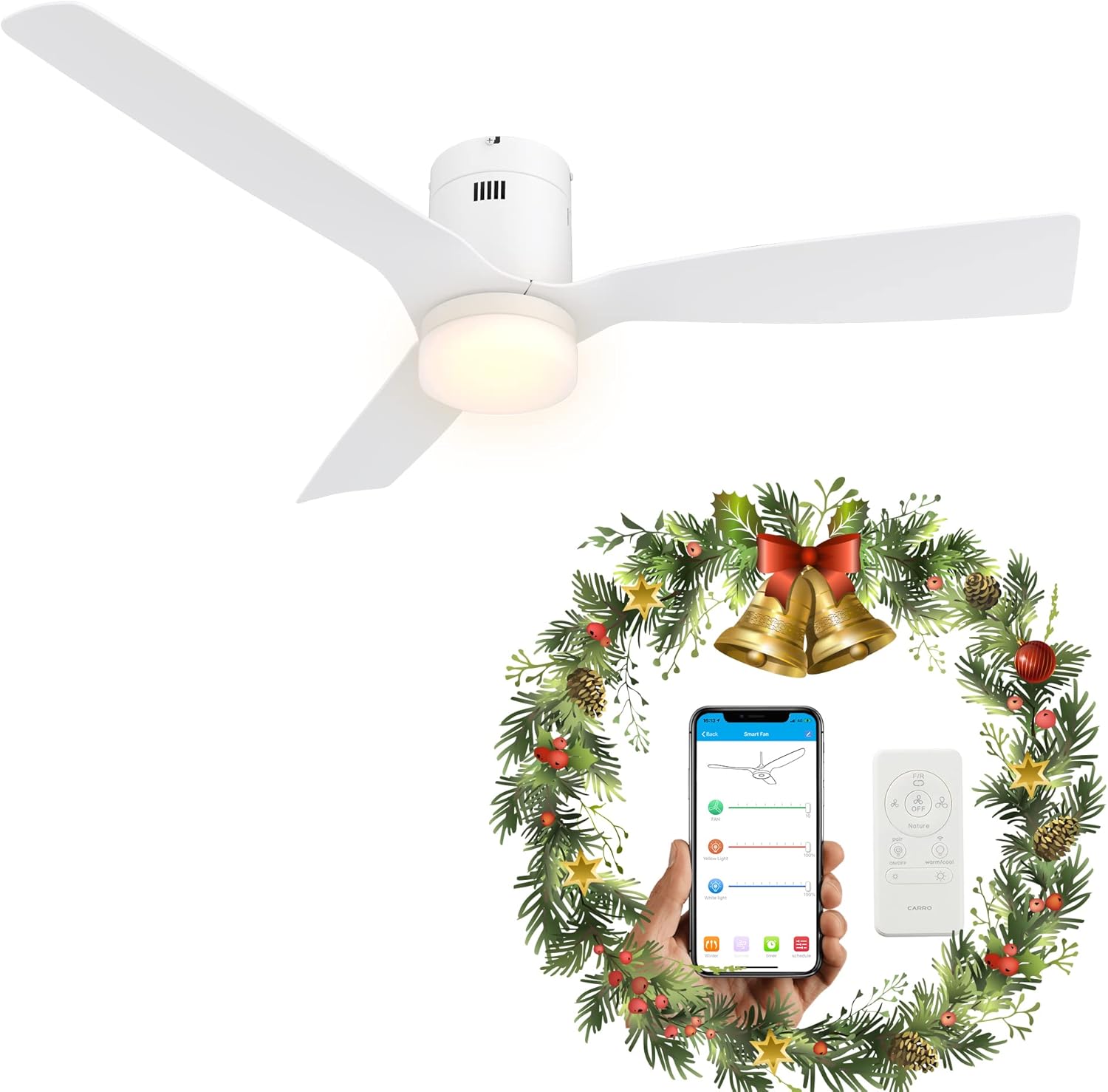 SMAAIR 52 Inch Smart Ceiling Fan with Lights and 10-speed DC Motor, Works with Remote Control/Alexa/Google Home/Siri, Dimmable LED Light (52 Inch, Creamy White) - Image 9