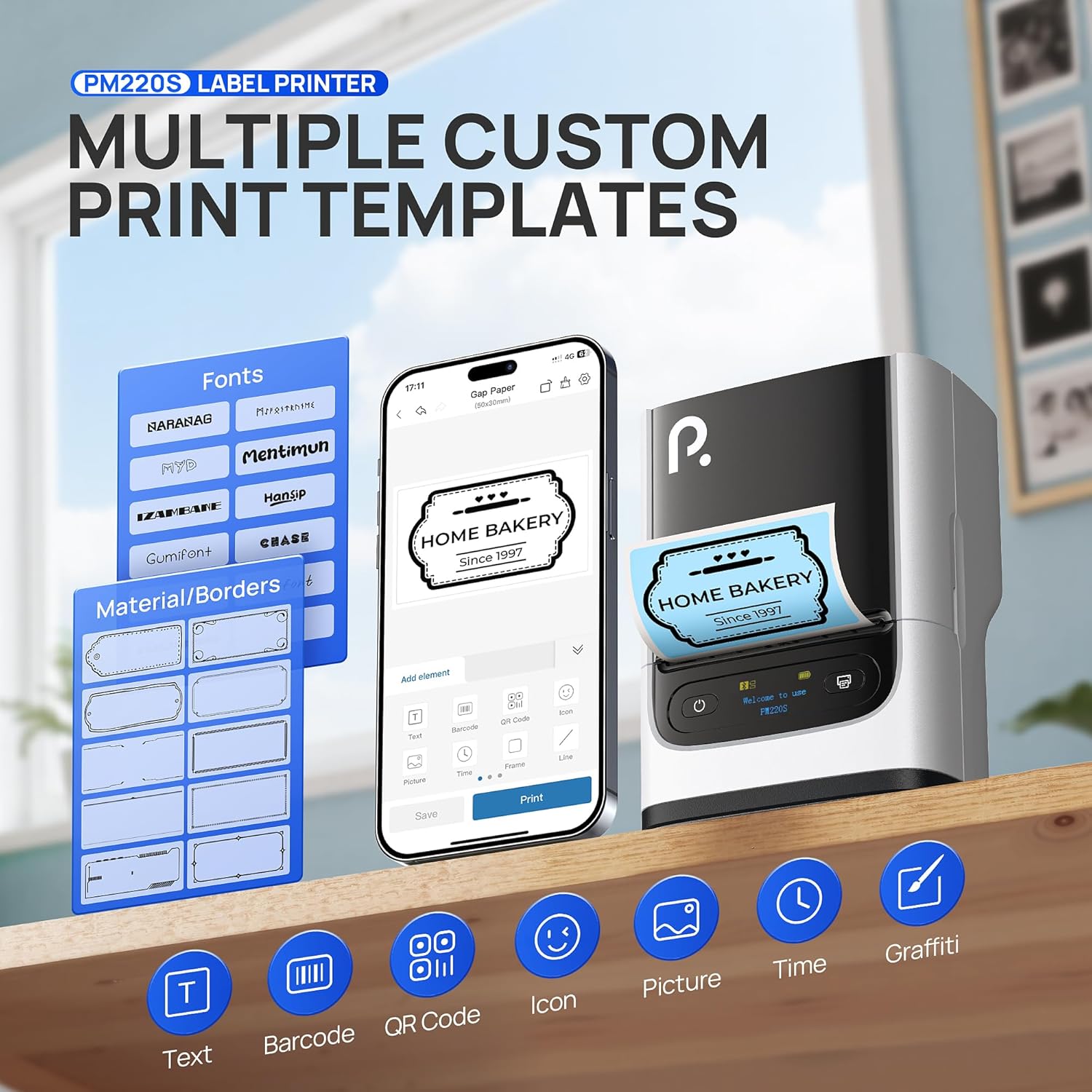 POLONO PM220S Label Maker Machine with Tape, 2 Inch Bluetooth Thermal Label Printer, Portable Sticker Printer for School, Office, Home, Business, Label Maker with 2'' x1.18'' Labels, White - Image 5