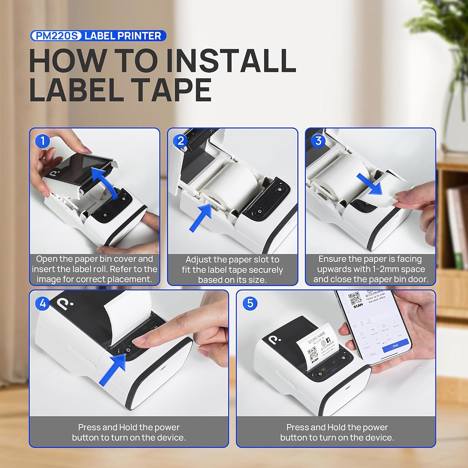 POLONO PM220S Label Maker Machine with Tape, 2 Inch Bluetooth Thermal Label Printer, Portable Sticker Printer for School, Office, Home, Business, Label Maker with 2'' x1.18'' Labels, White - Image 6