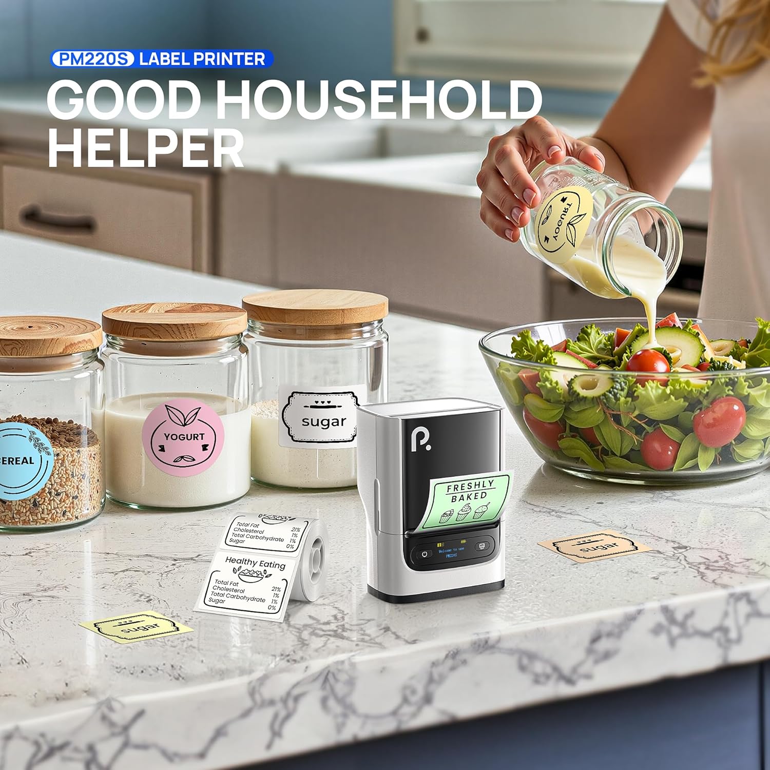 POLONO PM220S Label Maker Machine with Tape, 2 Inch Bluetooth Thermal Label Printer, Portable Sticker Printer for School, Office, Home, Business, Label Maker with 2'' x1.18'' Labels, White - Image 7