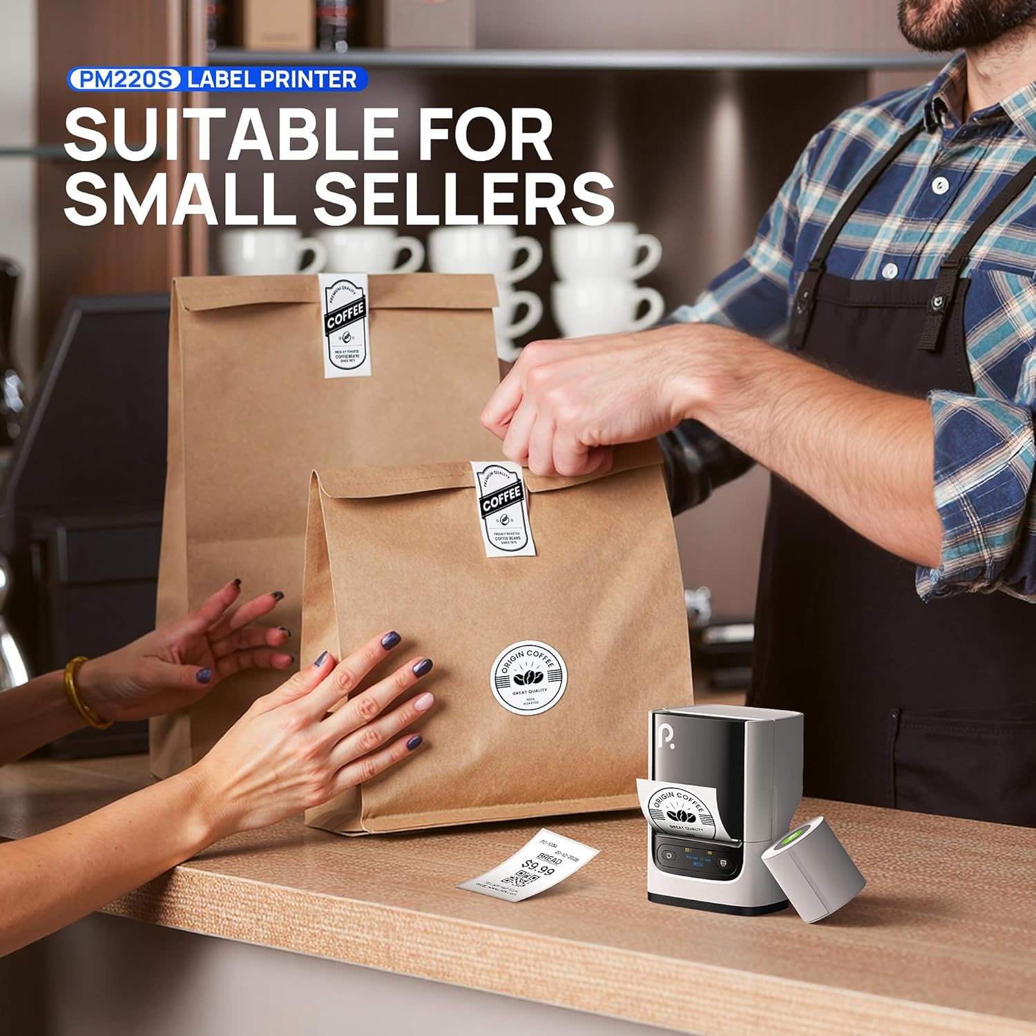 POLONO PM220S Label Maker Machine with Tape, 2 Inch Bluetooth Thermal Label Printer, Portable Sticker Printer for School, Office, Home, Business, Label Maker with 2'' x1.18'' Labels, White - Image 8