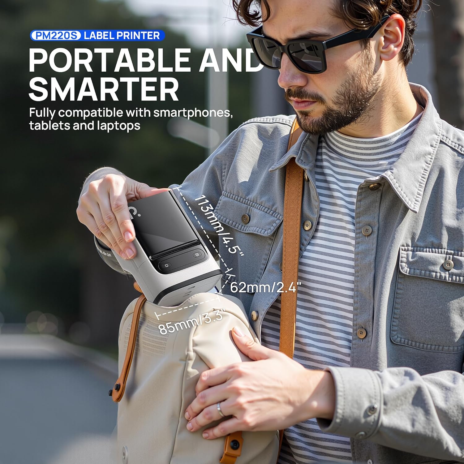 POLONO PM220S Label Maker Machine with Tape, 2 Inch Bluetooth Thermal Label Printer, Portable Sticker Printer for School, Office, Home, Business, Label Maker with 2'' x1.18'' Labels, White - Image 9