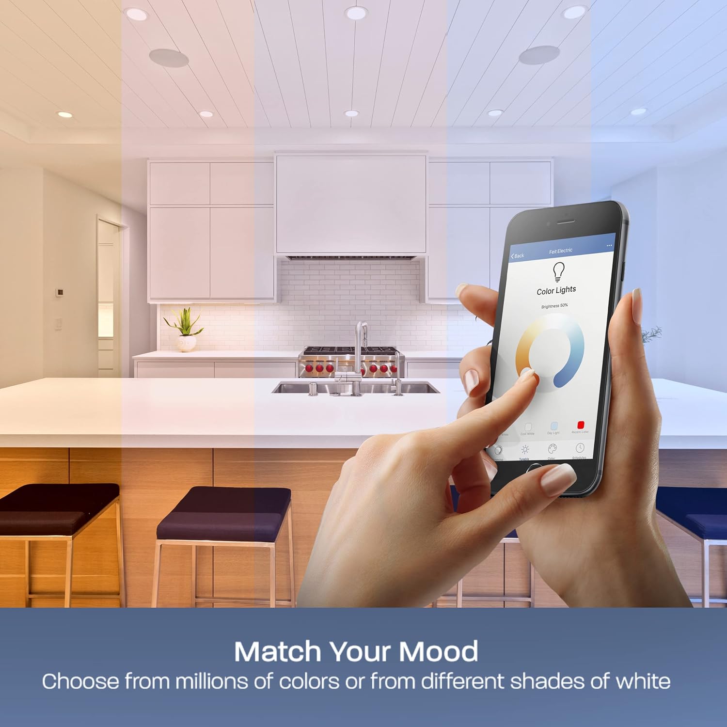 Feit Electric Smart Recessed Downlights, 5-6 Inch, Wi-Fi LED, Dimmable Color-Changing, 1000 Lumens, 11.1W (75W Equivalent), Voice & App Control, Daylight to Soft White, 50,000 Hour Lifespan - Image 4