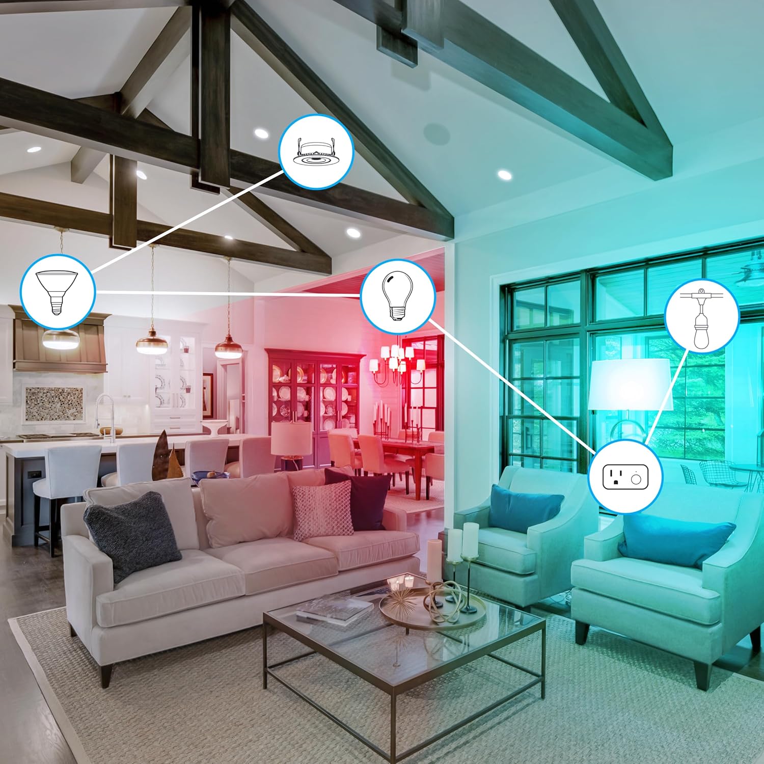 Feit Electric Smart Recessed Downlights, 5-6 Inch, Wi-Fi LED, Dimmable Color-Changing, 1000 Lumens, 11.1W (75W Equivalent), Voice & App Control, Daylight to Soft White, 50,000 Hour Lifespan - Image 11