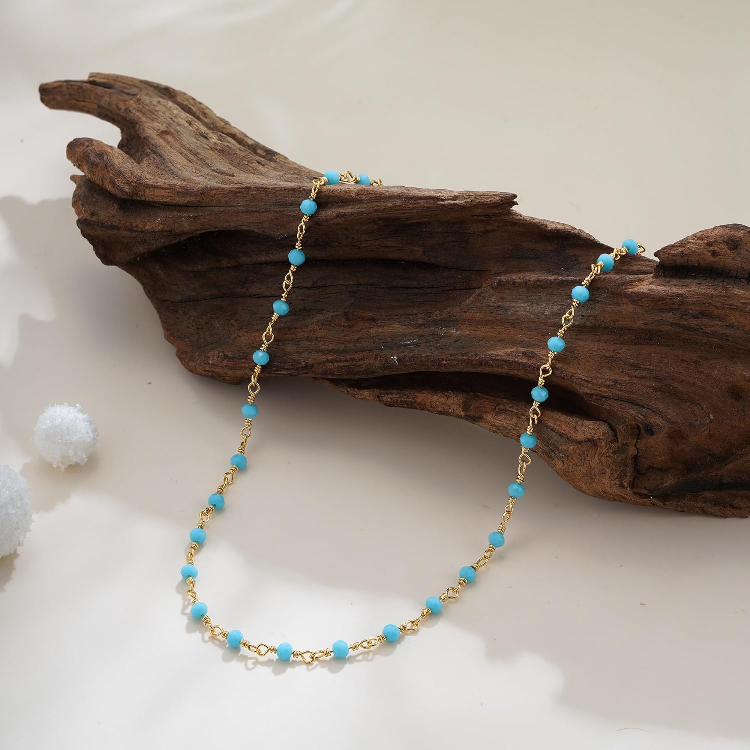 Boho Beaded Necklace for Women - Natural Turquoise Beaded Necklaces Choker Summer Beach Necklace Natural Cloroful Bead Necklaces for Teen Girls Handmade Boho Jewelry Birthday Gift - Image 6