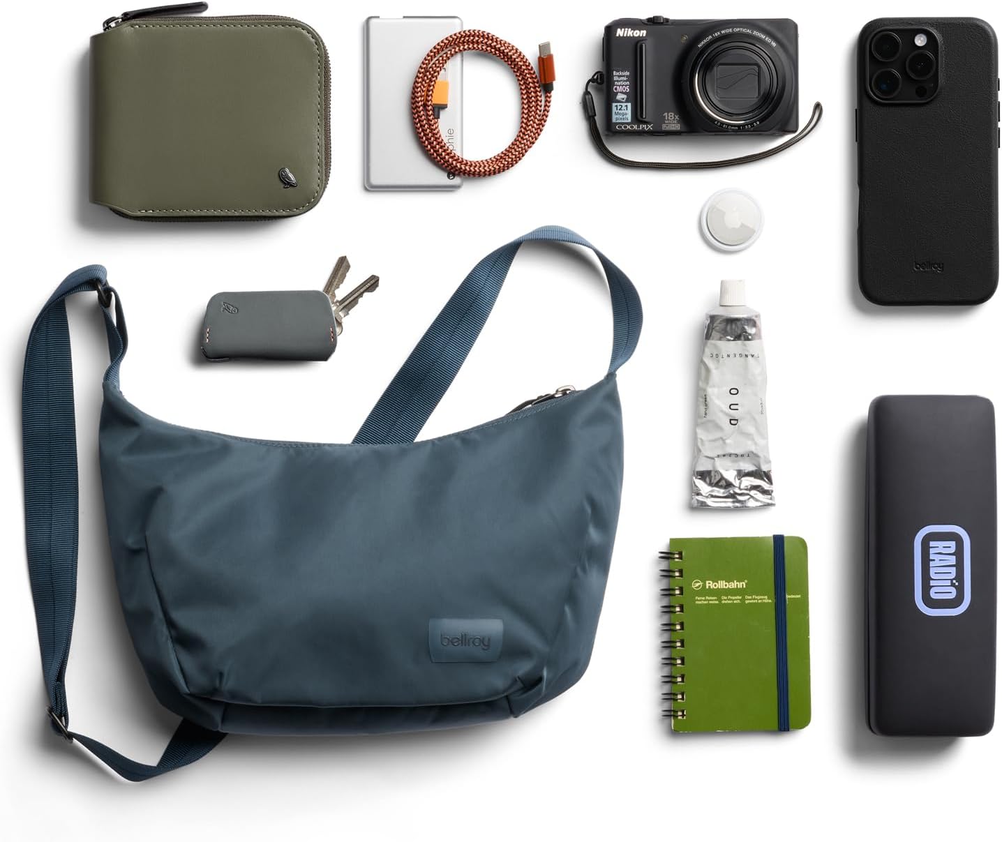 Bellroy Laneway Crescent Bag (everyday 2.5 liter mini crossbody bag with plenty of pockets and adjustable strap)' - BlueSteel - Image 6