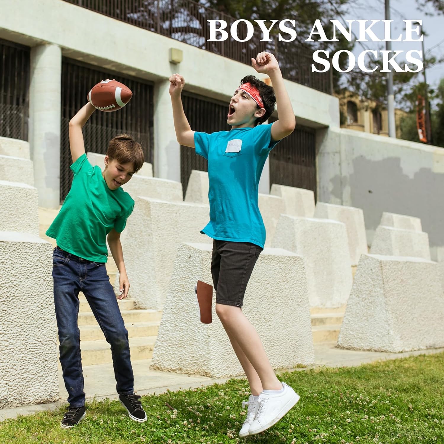 Comfoex 12 Pairs Boys Ankle Cushioned Socks Athletic Low Cut Sports Breathable Socks For Kids 4-6 6-8 8-10 10-12 Years Old - Image 5