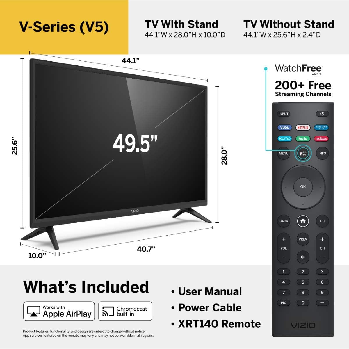 VIZIO 50 Inch 4K Smart TV, V-Series UHD LED HDR Television with Apple AirPlay and Chromecast Built-in - Image 3