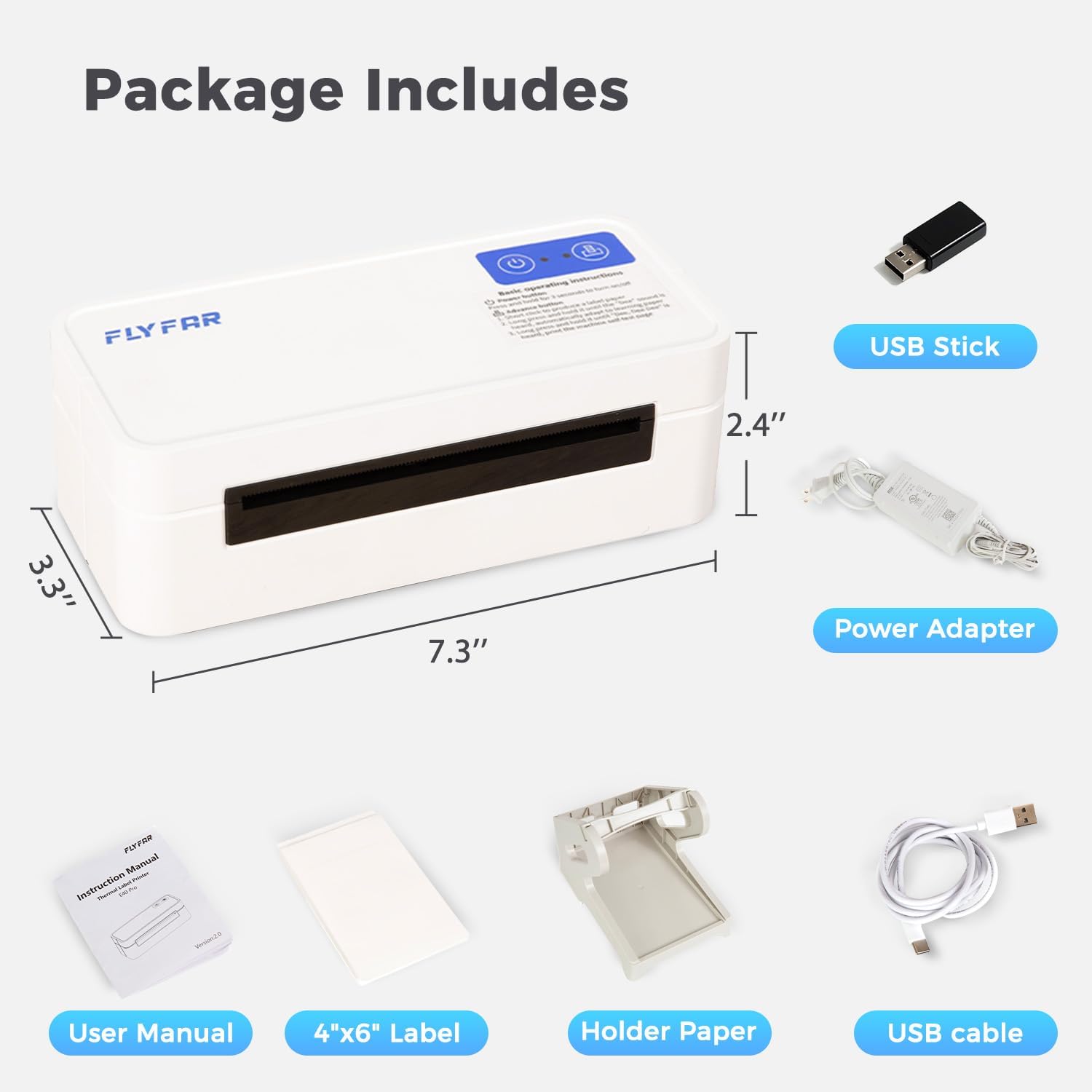 Bluetooth Thermal Shipping Label Printer, Wireless 4x6 Label Printer for Small Business, Compatible with Android, Windows, iPhone, Mac, Widely Used for Amazon, Shopify, Ebay, USPS, Etsy,FedEx (White) - Image 5