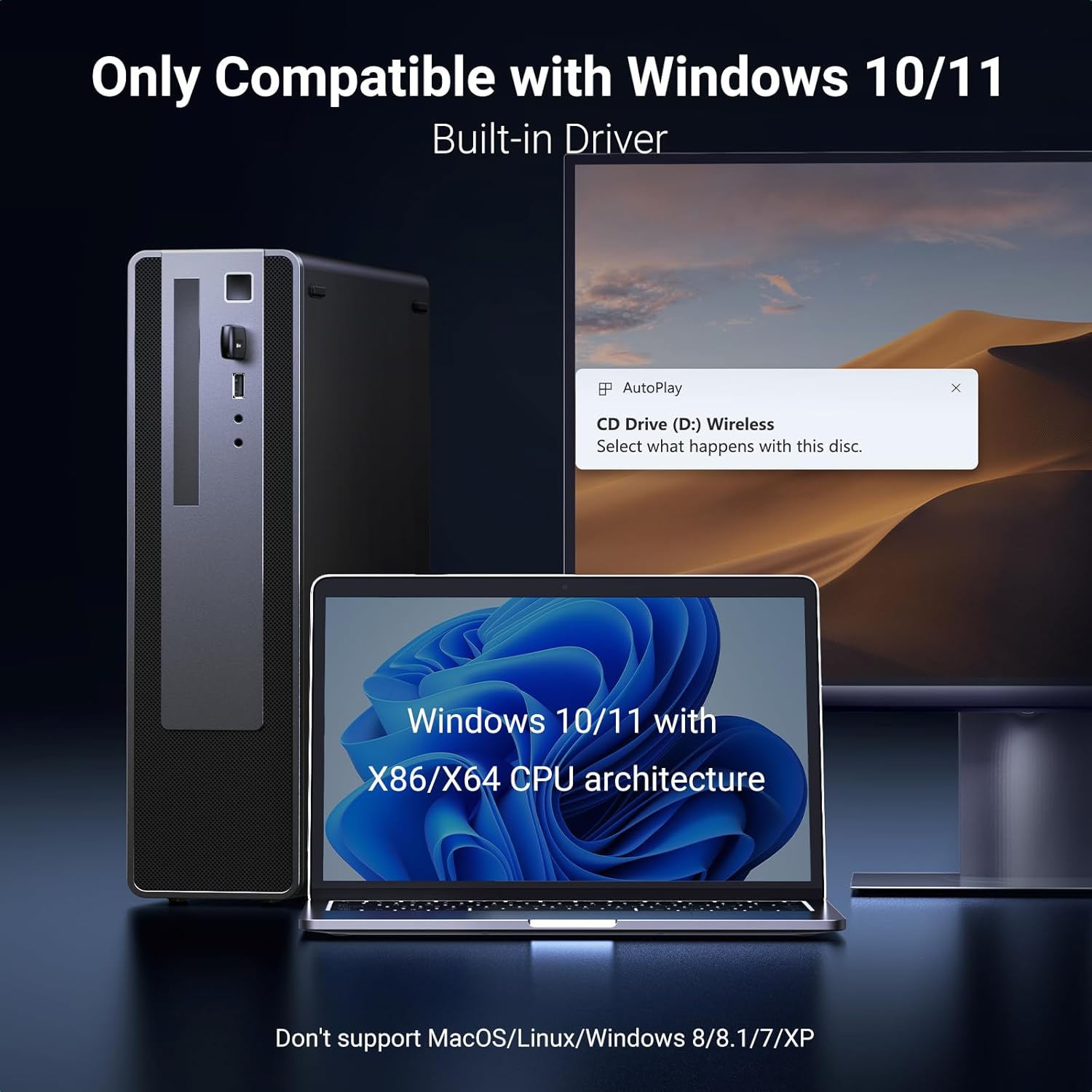 UGREEN WiFi Adapter for Desktop PC, AX900 USB WiFi 6 Adapter with 5GHz/2.4GHz Dual Band, Built-in Driver for Windows 10/11 - Image 6