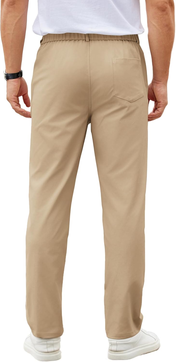 COOFANDY Mens Casual Chino Pants Elastic Waist Lightweight Trousers Classic-Fit Business Dress Pants with Pockets - Image 3